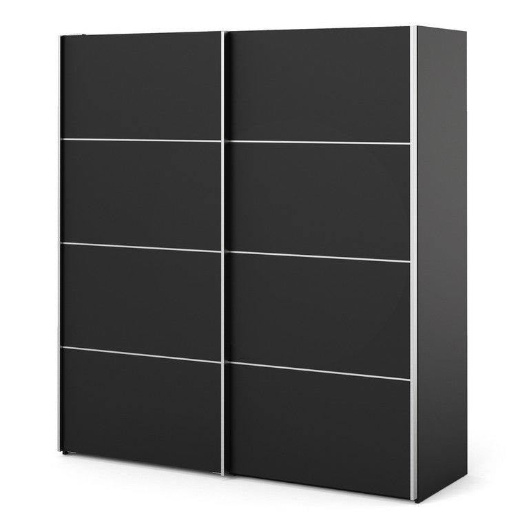 Verona Sliding Wardrobe 180cm in Black Matt with Doors with Shelves