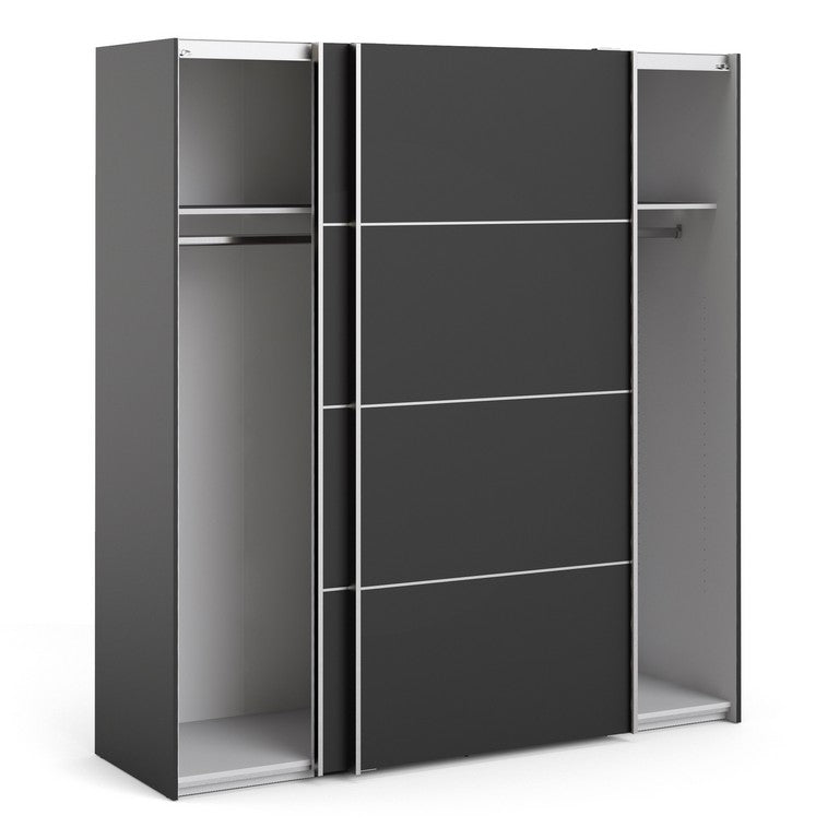 Verona Sliding Wardrobe 180cm in Black Matt with Doors with Shelves