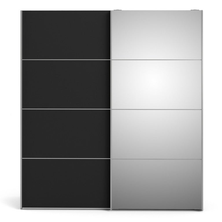 Verona Sliding Wardrobe 180cm in Black Matt with Doors with Shelves