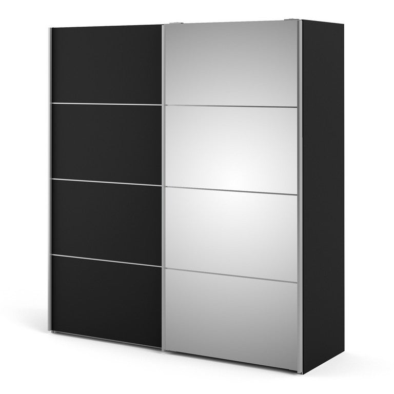 Verona Sliding Wardrobe 180cm in Black Matt with Doors with Shelves