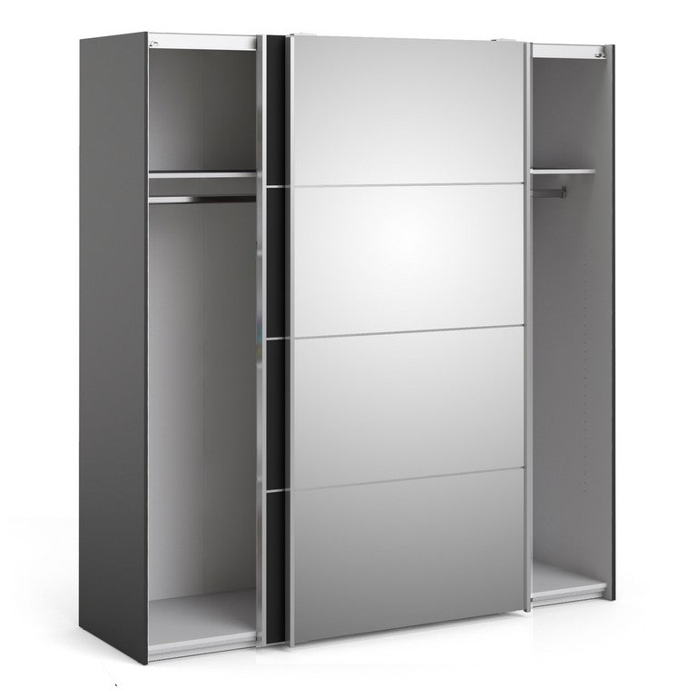 Verona Sliding Wardrobe 180cm in Black Matt with Doors with Shelves