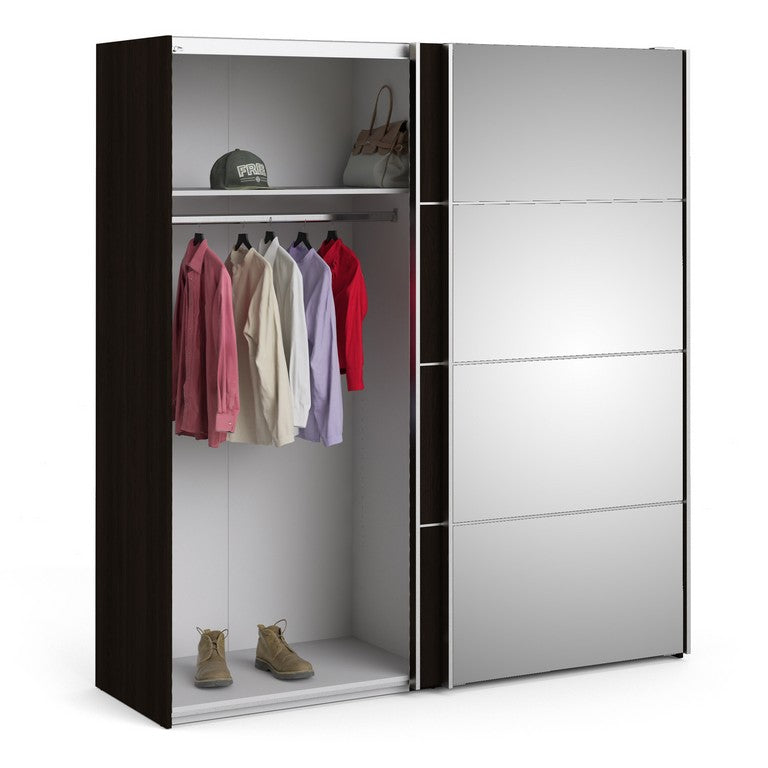 Verona Sliding Wardrobe 180cm in Black Matt with Doors with Shelves