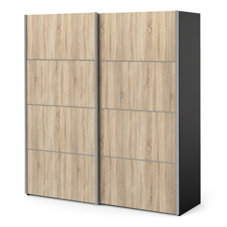 Verona Sliding Wardrobe 180cm in Black Matt with Doors with Shelves