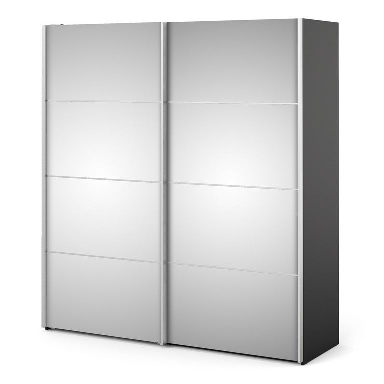 Verona Sliding Wardrobe 180cm in Black Matt with Doors with Shelves