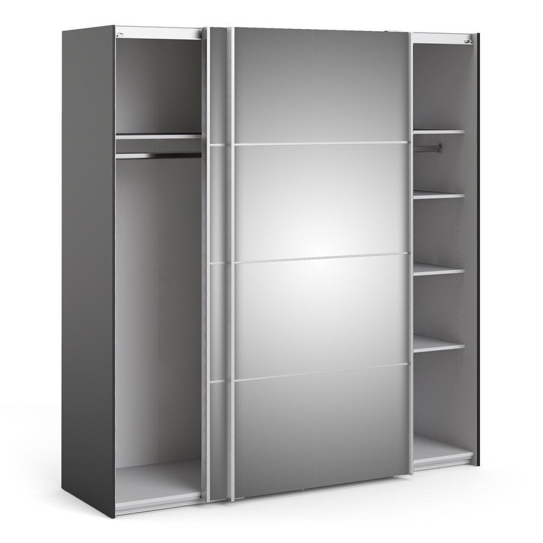 Verona Sliding Wardrobe 180cm in Black Matt with Doors with Shelves