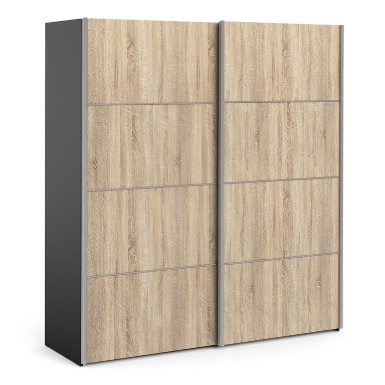 Verona Sliding Wardrobe 180cm in Black Matt with Doors with Shelves