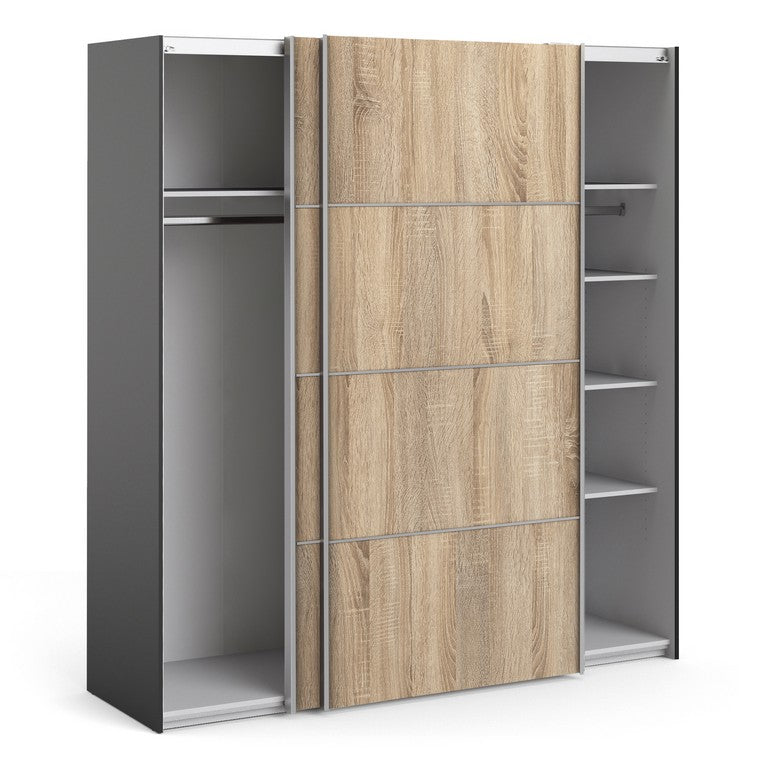 Verona Sliding Wardrobe 180cm in Black Matt with Doors with Shelves