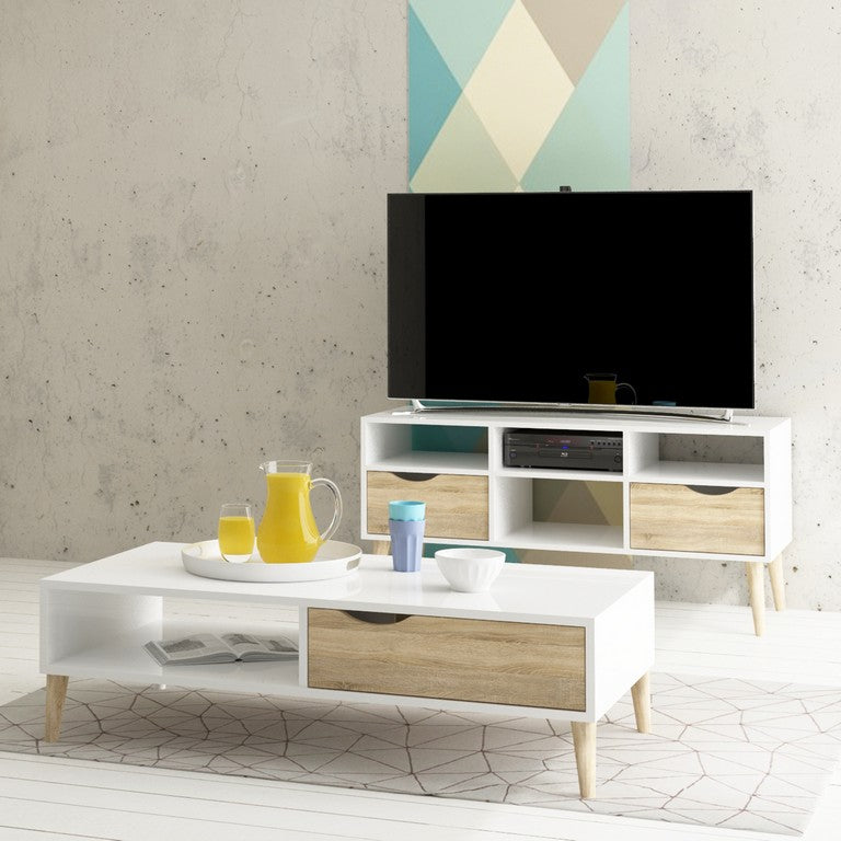 Oslo TV Unit - Wide - 2 Drawers 4 Shelves