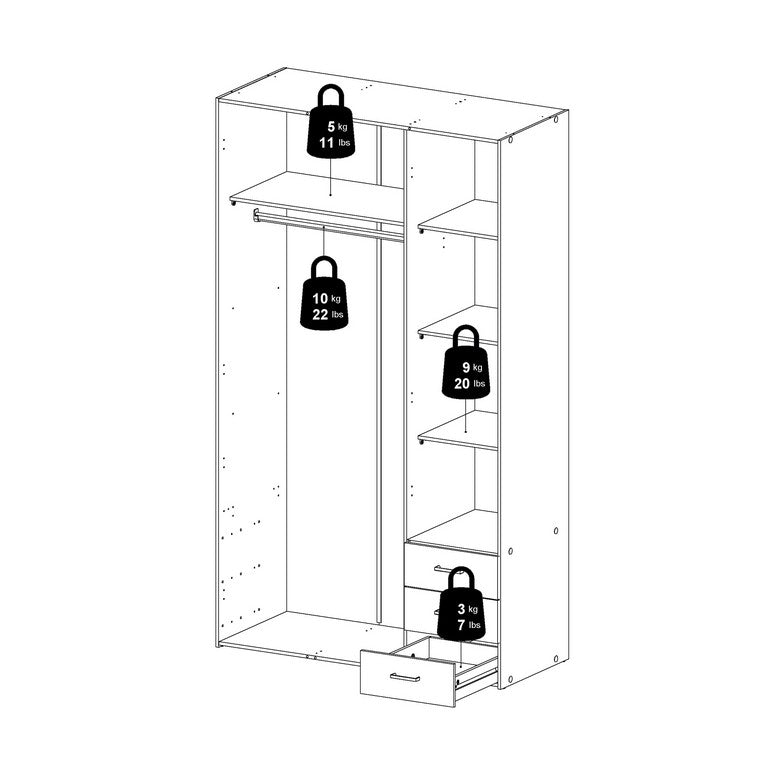 Wardrobe - 3 Doors 3 Drawers.