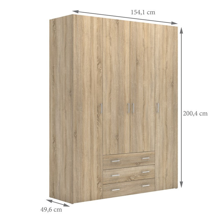 Wardrobe - 4 Doors 3 Drawers.