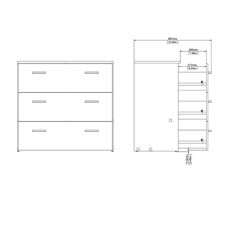 Chest of 3 Drawers.