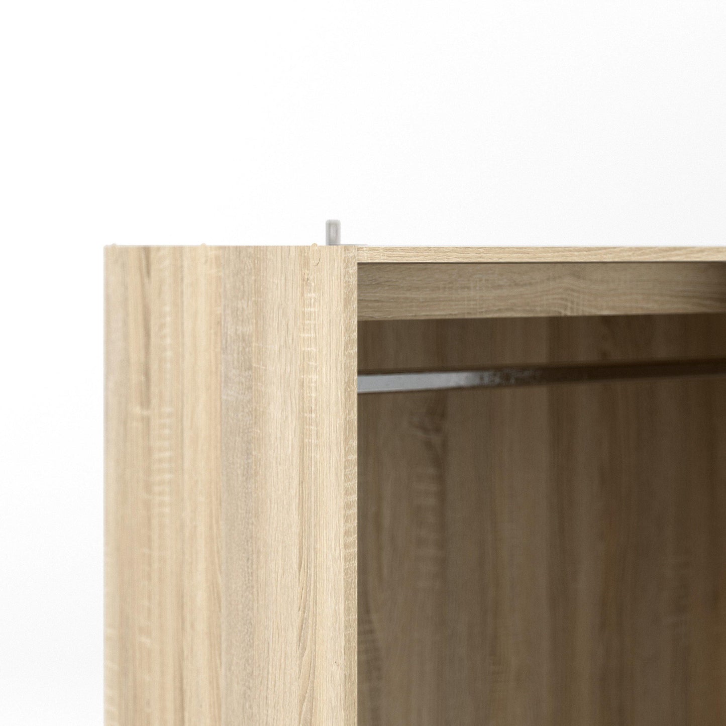 Wardrobe - 3 Doors 6 Drawers in Oak with White High Gloss - Home Utopia 