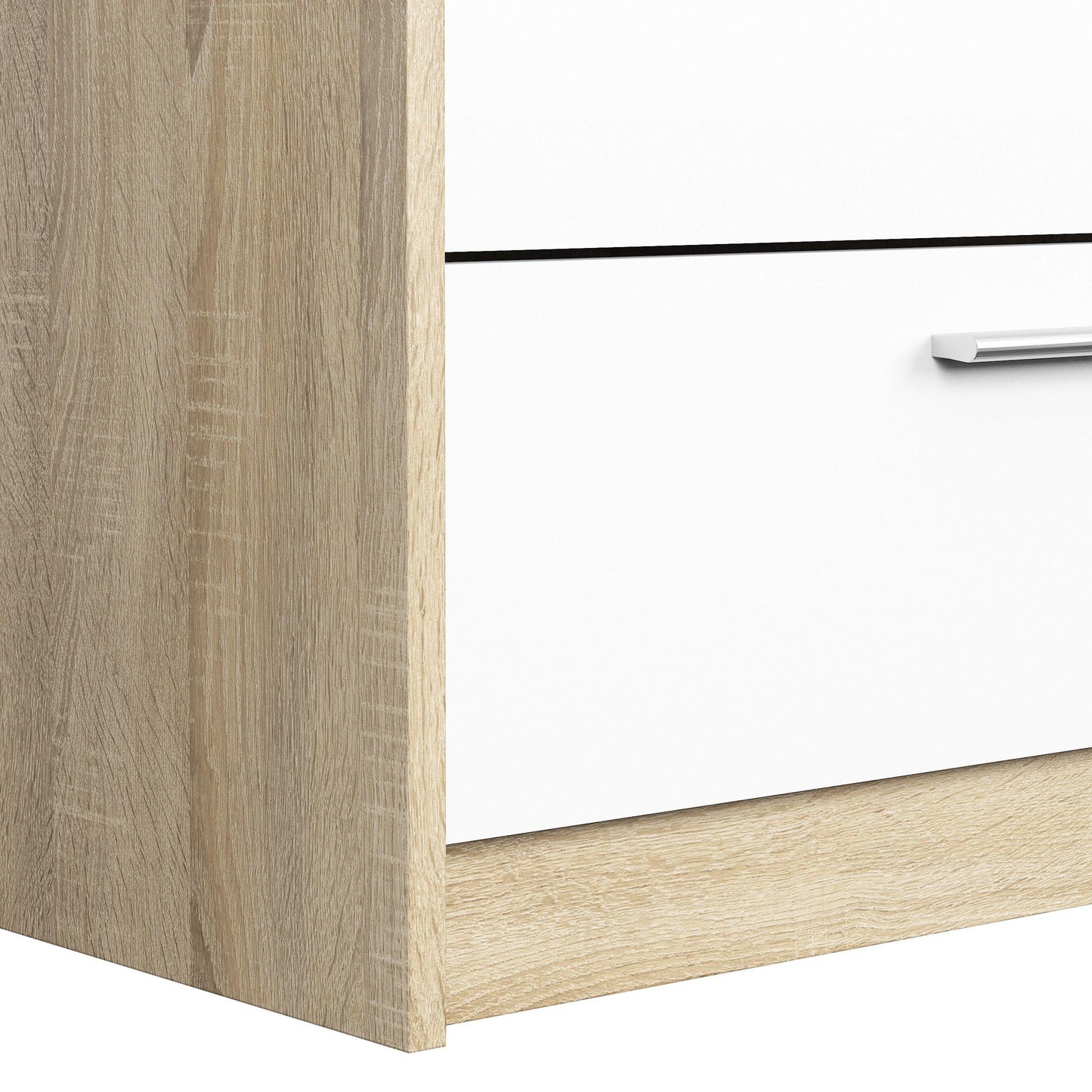 Wardrobe - 2 Doors 4 Drawers in Oak with White High Gloss - Home Utopia 