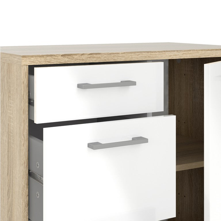 Sideboard -  in Oak with White High Gloss