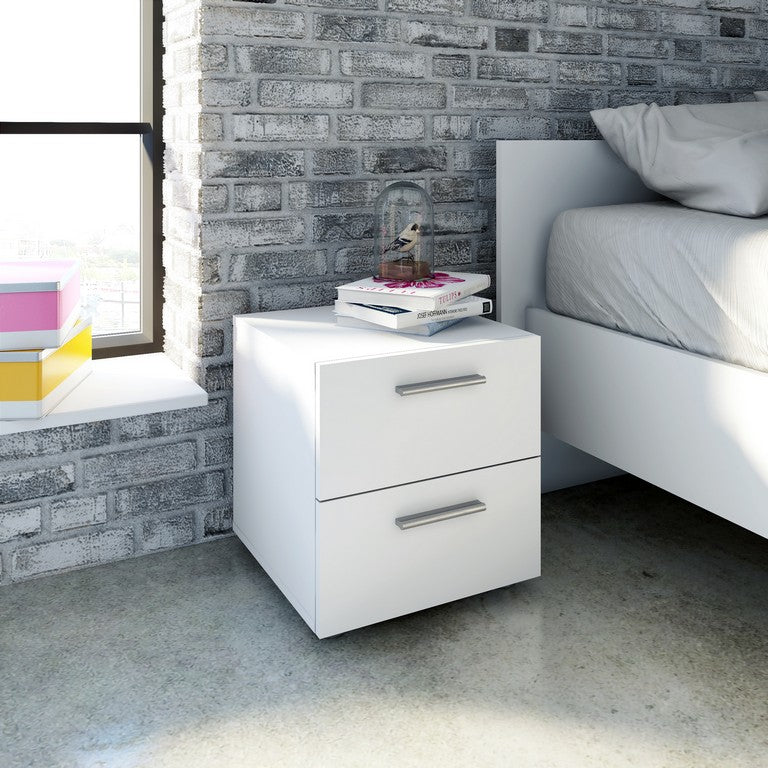 Bedside 2 Drawers in White