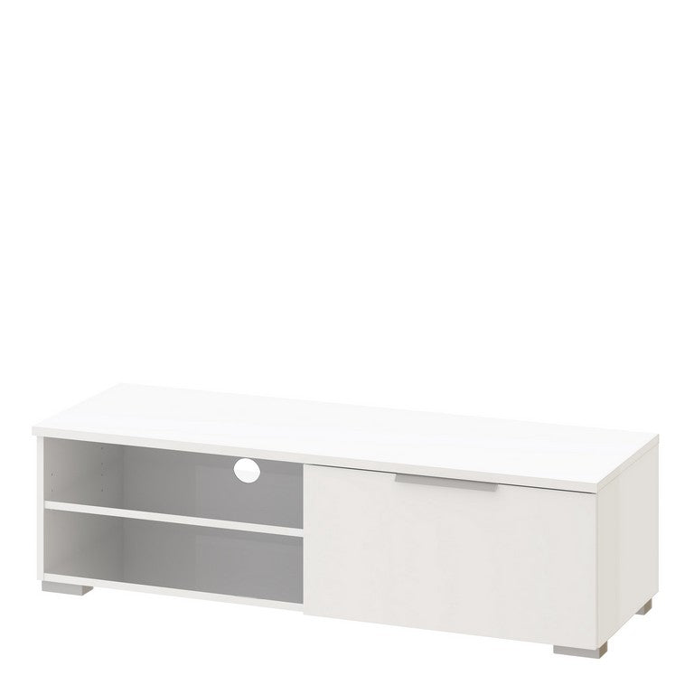 TV Unit 1 Drawers 2 Shelf in White High Gloss.