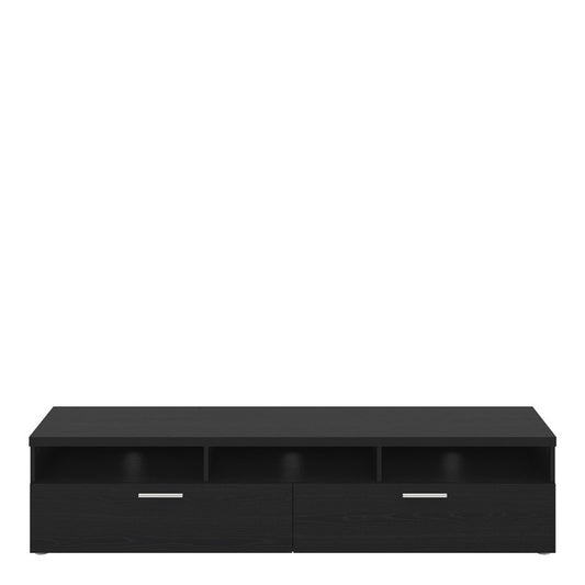 TV Unit 2 Drawers 3 Shelves in Black Woodgrain