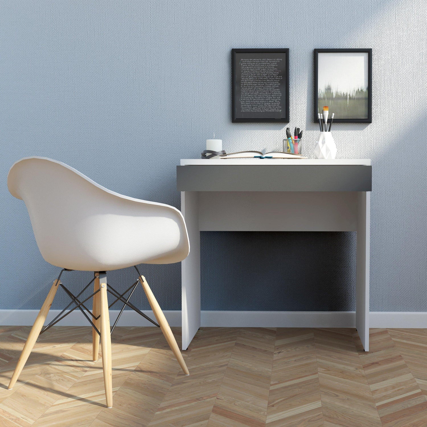 Function Plus Desk White Grey - Home Utopia 