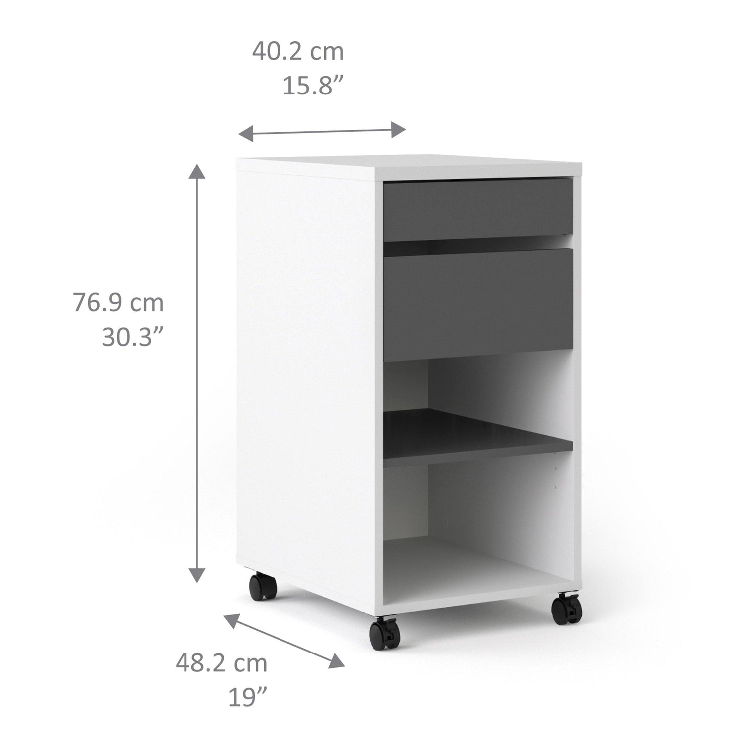 Function Plus Mobile file cabinet 2 drawers + 1 shelf - Home Utopia 