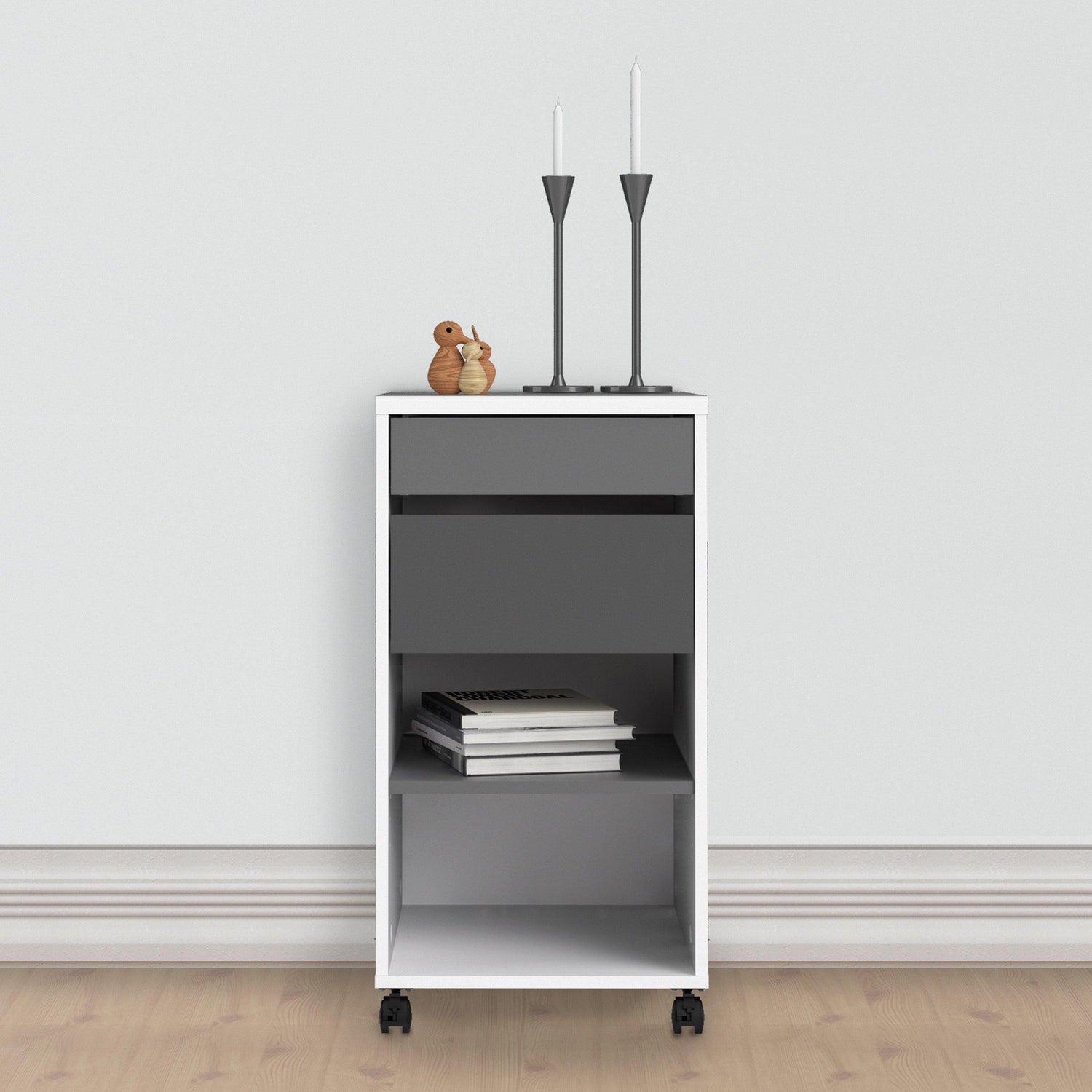 Function Plus Mobile file cabinet 2 drawers + 1 shelf - Home Utopia 