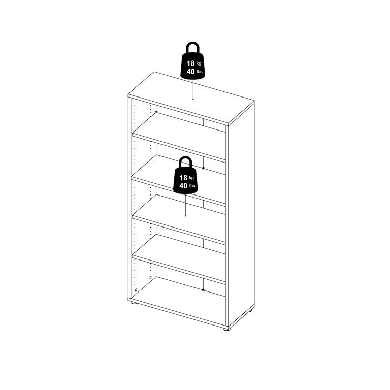 Prima Bookcase 4 Shelves with 2 Drawers and 2 Doors