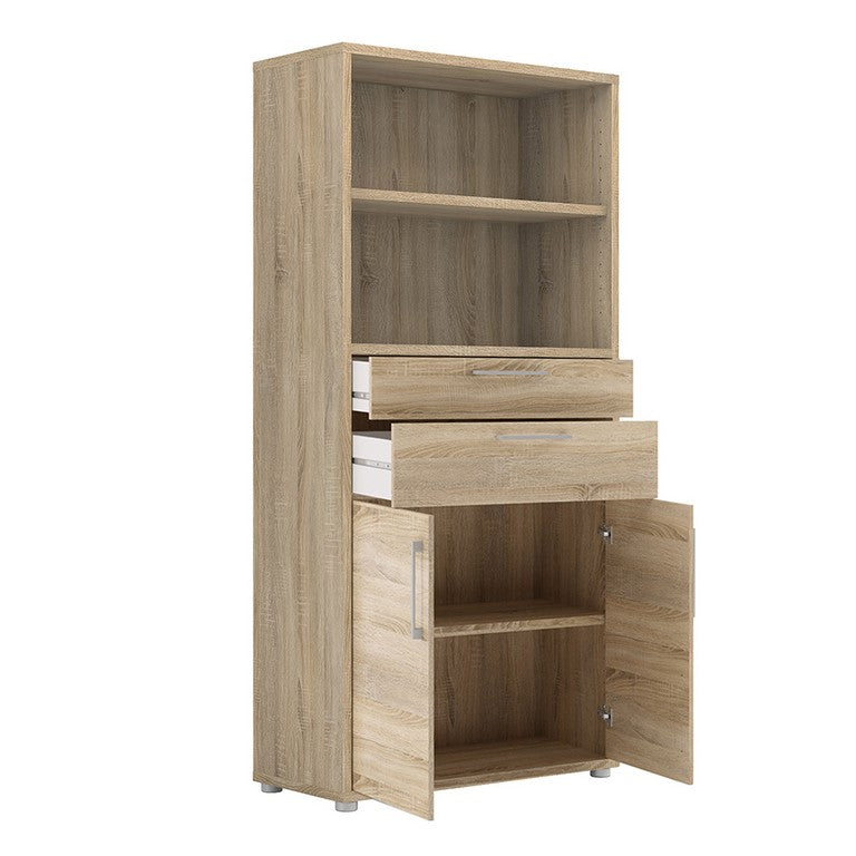 Prima Bookcase 4 Shelves with 2 Drawers and 2 Doors