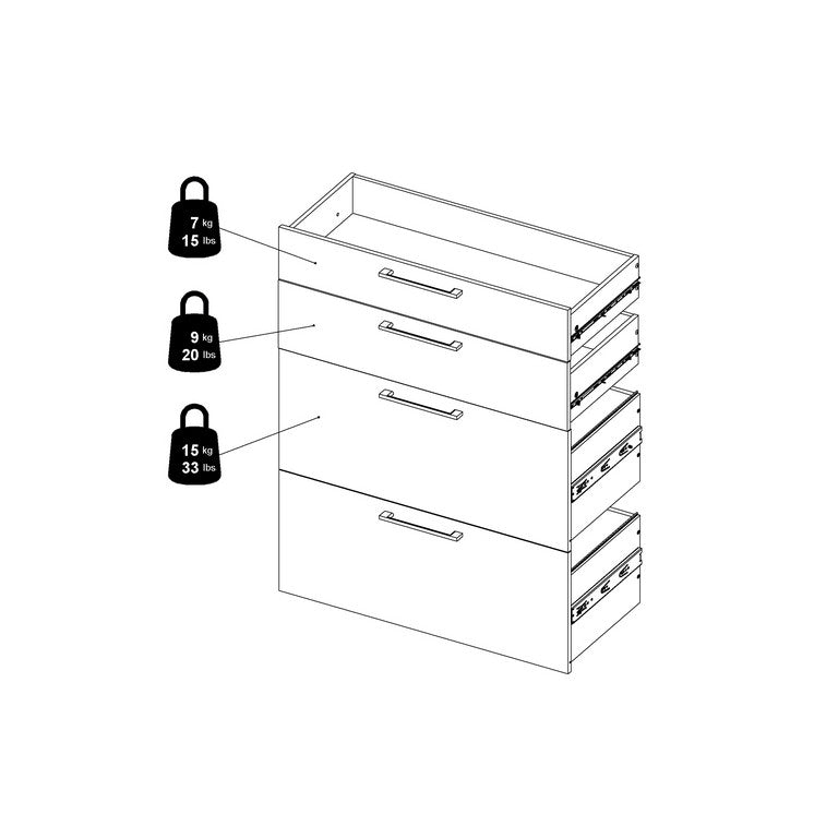 Prima Bookcase 4 Shelves with 2 Drawers + 2 File Drawers.