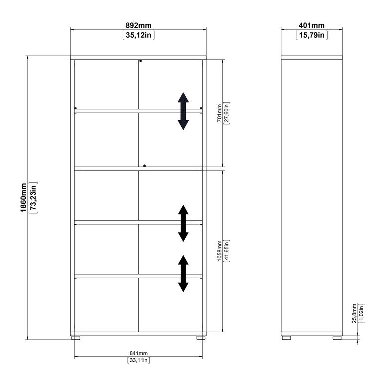 Prima Bookcase 4 Shelves