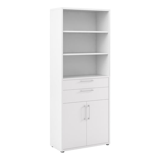 Prima Bookcase 5 Shelves with 2 Drawers and 2 Doors