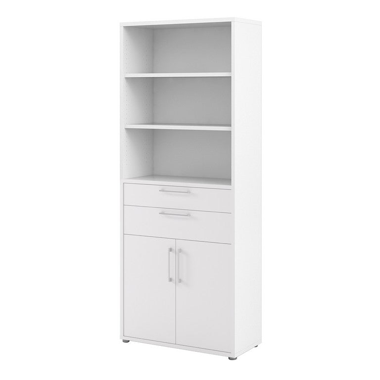 Prima Bookcase 5 Shelves with 2 Drawers and 2 Doors