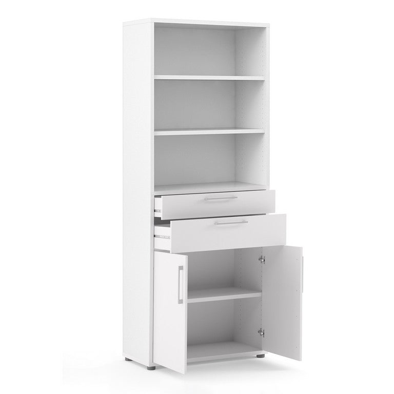 Prima Bookcase 5 Shelves with 2 Drawers and 2 Doors