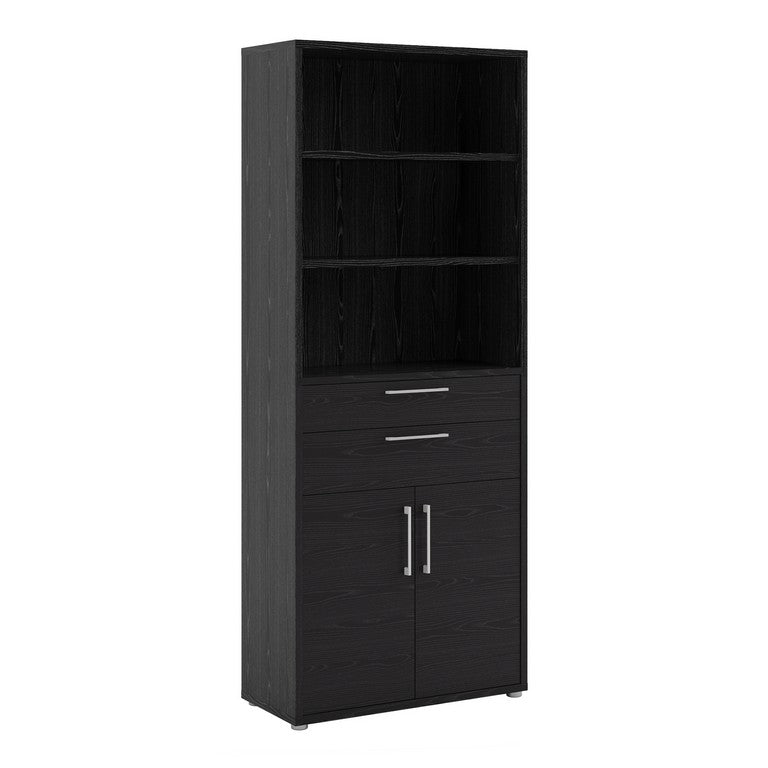 Prima Bookcase 5 Shelves with 2 Drawers and 2 Doors