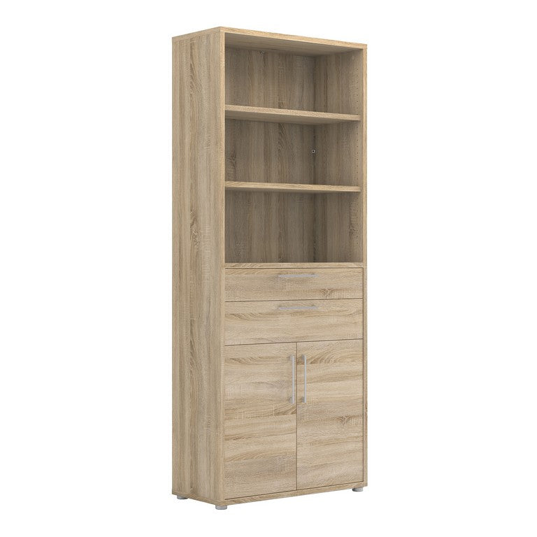 Prima Bookcase 5 Shelves with 2 Drawers and 2 Doors