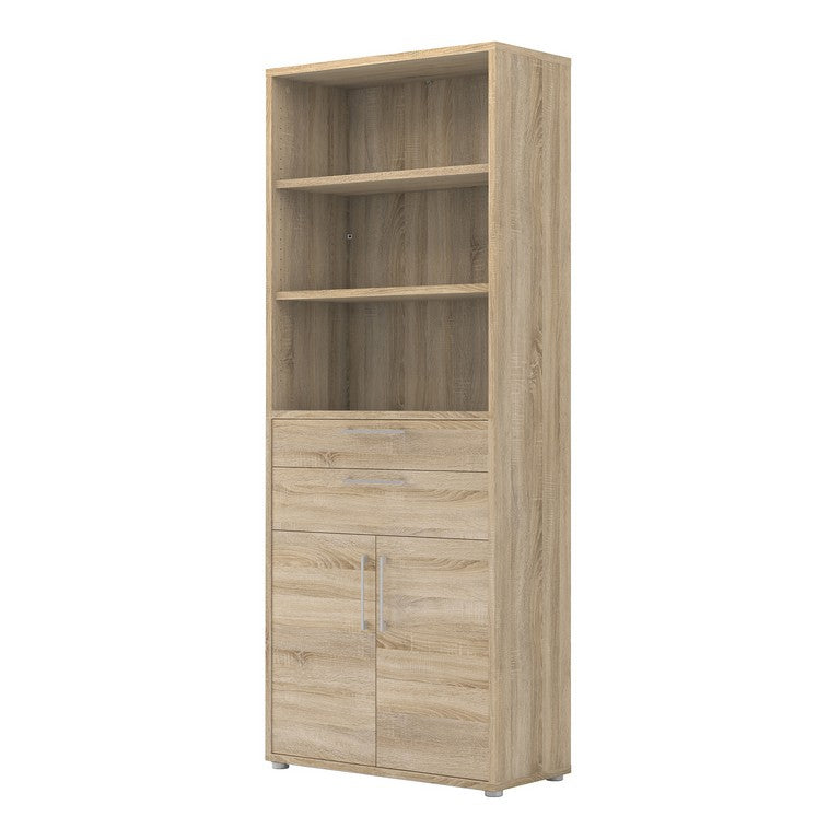 Prima Bookcase 5 Shelves with 2 Drawers and 2 Doors