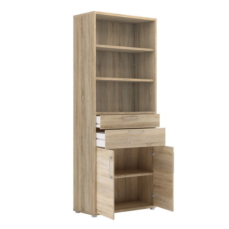 Prima Bookcase 5 Shelves with 2 Drawers and 2 Doors