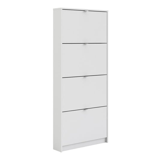 Shoe cabinet w. 4 tilting doors and 1 layer.
