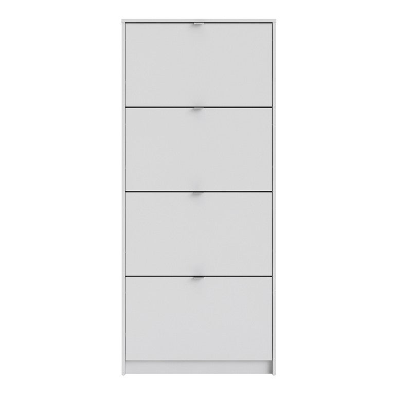 Shoe cabinet w. 4 tilting doors and 1 layer.