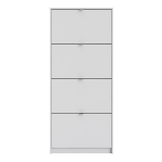 Shoe cabinet w. 4 tilting doors and 1 layer.
