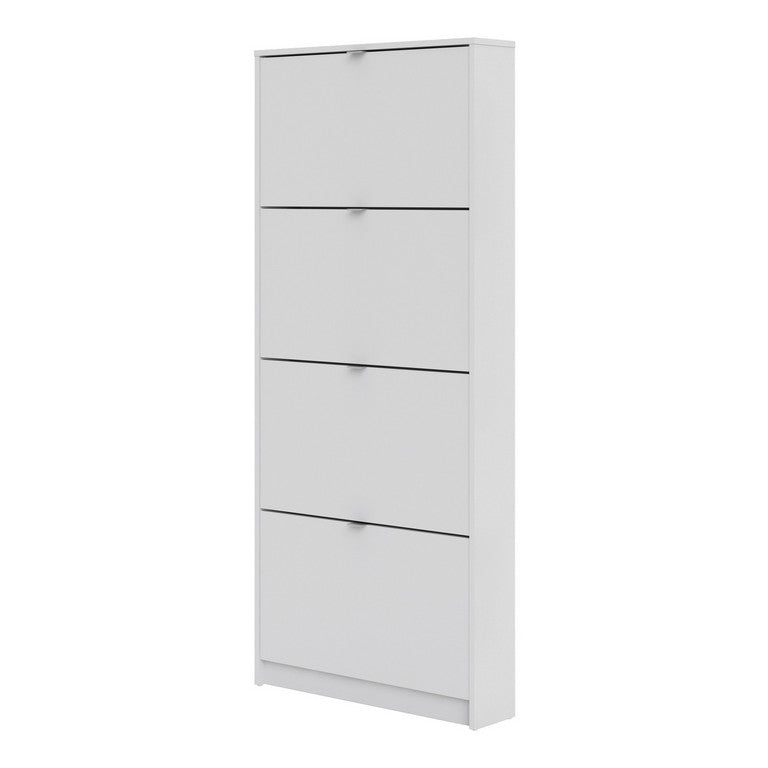 Shoe cabinet w. 4 tilting doors and 1 layer.