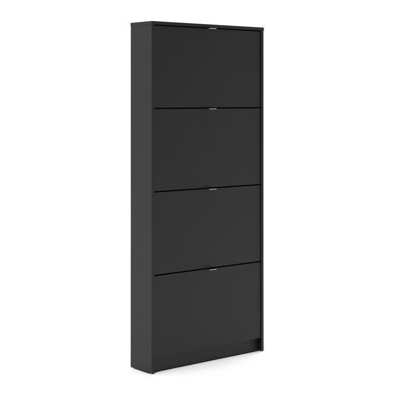 Shoe cabinet w. 4 tilting doors and 1 layer.