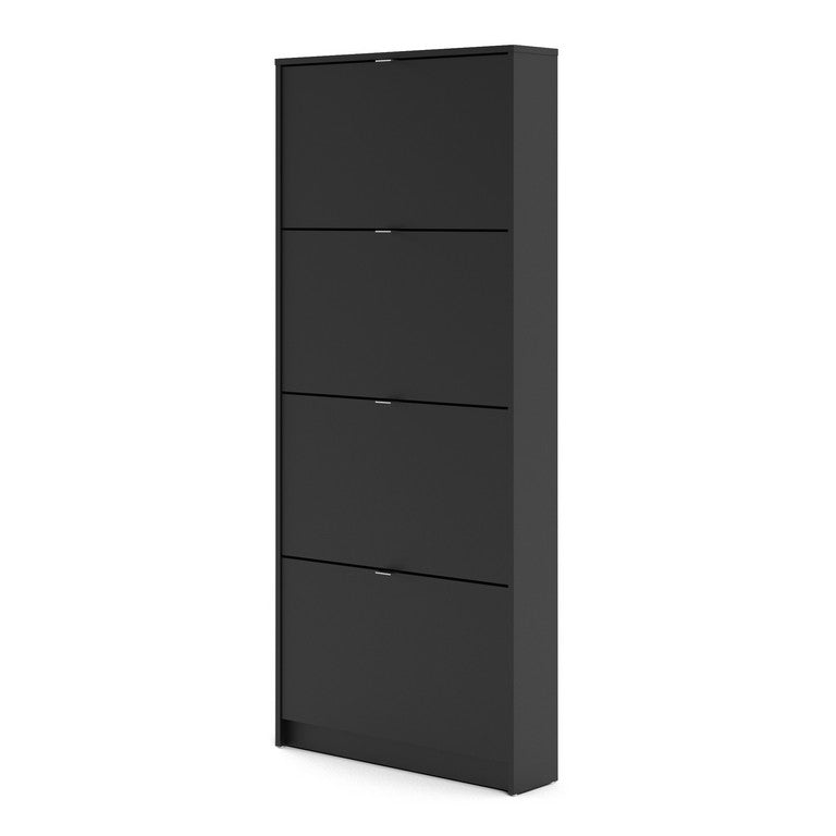 Shoe cabinet w. 4 tilting doors and 1 layer.