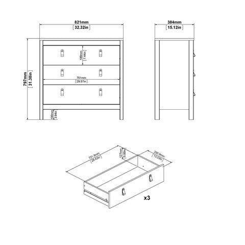 Barcelona Chest 3 Drawers