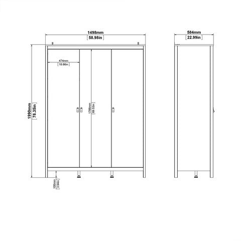 Barcelona Wardrobe With 3 Doors