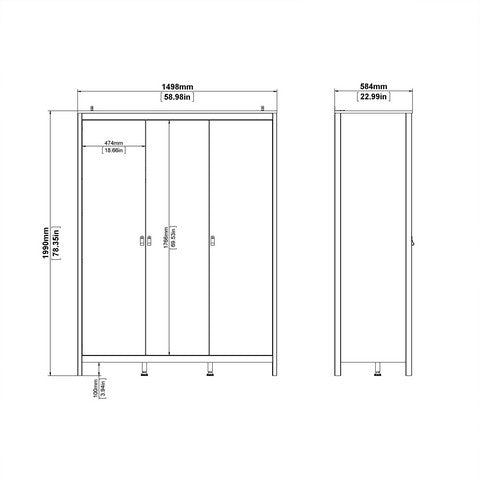 Barcelona Wardrobe With 3 Doors