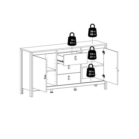 Barcelona Sideboard 2 Doors + 3 Drawers