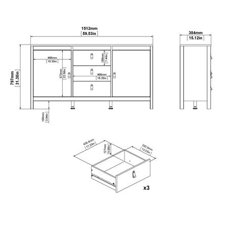 Barcelona Sideboard 2 Doors + 3 Drawers