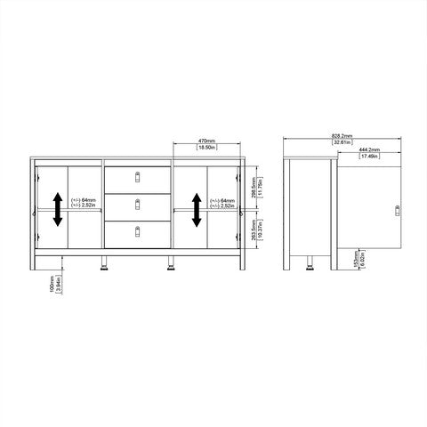 Barcelona Sideboard 2 Doors + 3 Drawers