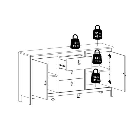 Barcelona Sideboard 2 Doors + 3 Drawers