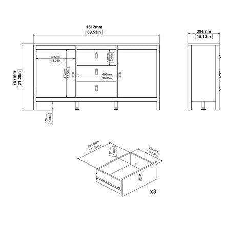 Barcelona Sideboard 2 Doors + 3 Drawers