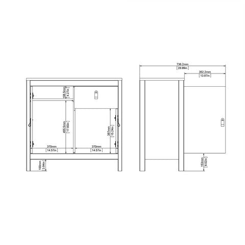 Barcelona Sideboard 2 Doors + 1 Drawer